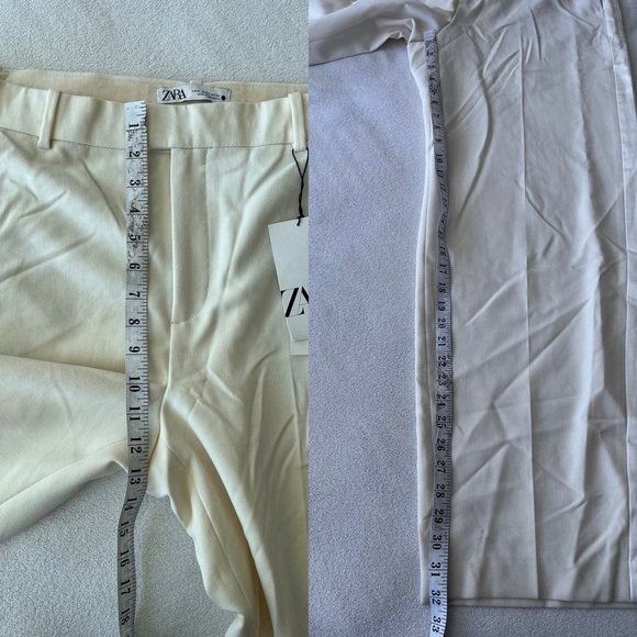 NWT Zara Oyster White Crepe Tuxedo Trouser Pant XL - Picture 10 of 12